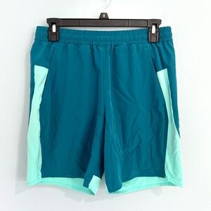 Tek Gear Blue and Green Athletic Shorts Lightweight Elastic Waist